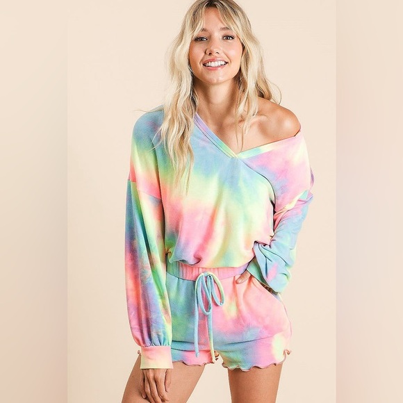 BiBi Tie Dye French Terry Top and Shorts Set - Picture 8 of 8